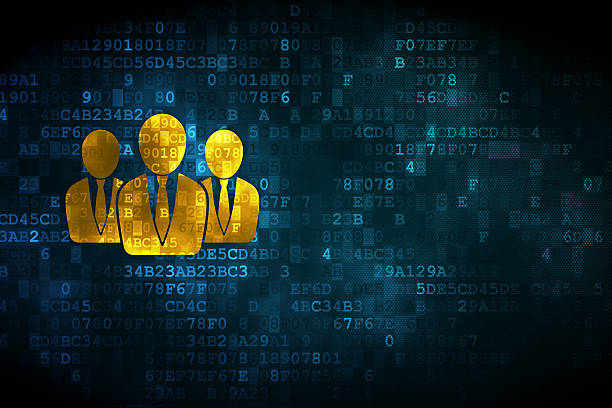 istock Three gold business people on numerical background 463275289