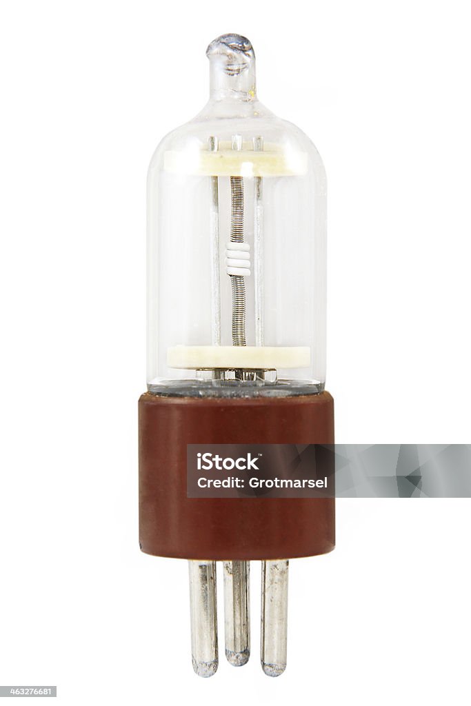 Vacuum tube.Triode. Triode.Vacuum tube isolated on white background. Amplifier Stock Photo