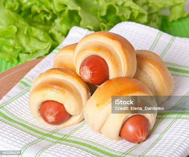 Sausage In The Dough Stock Photo - Download Image Now - Appetizer, Baked, Baked Pastry Item