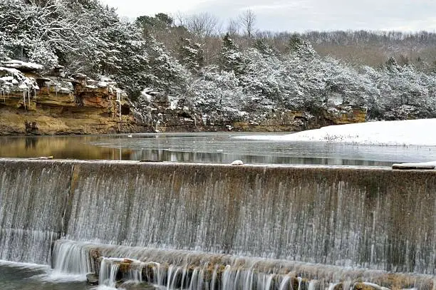 A shot up Riverside Park's bluffs located in West Fork, Arkansas in wintertime.