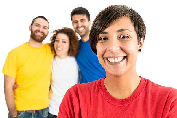 istock Group of friends on white background 463302603
