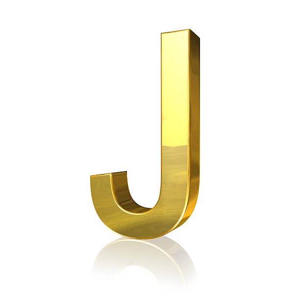 ゴールドレター j - letter j alphabet metal three dimensional shape ストックフォトと画像