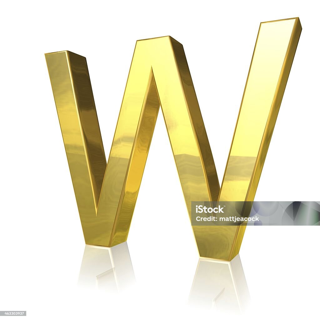 Golden letter W Alphabet Stock Photo