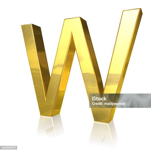 Golden Letter W Stock Photo - Download Image Now - Alphabet, Cut Out, Digitally Generated Image