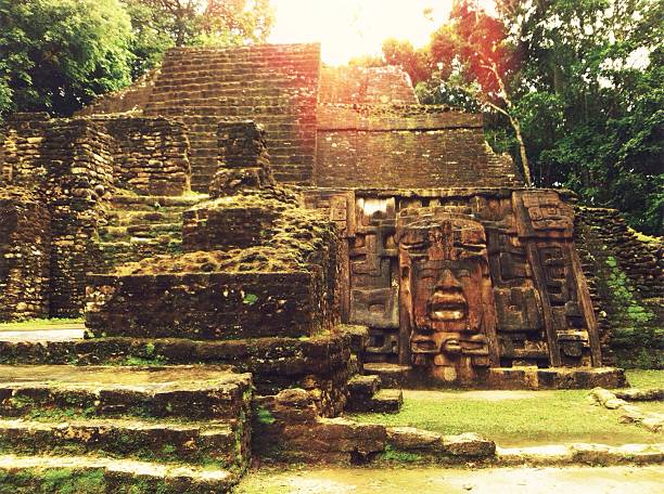 Lamanai Mask Temple - Belize stock photo