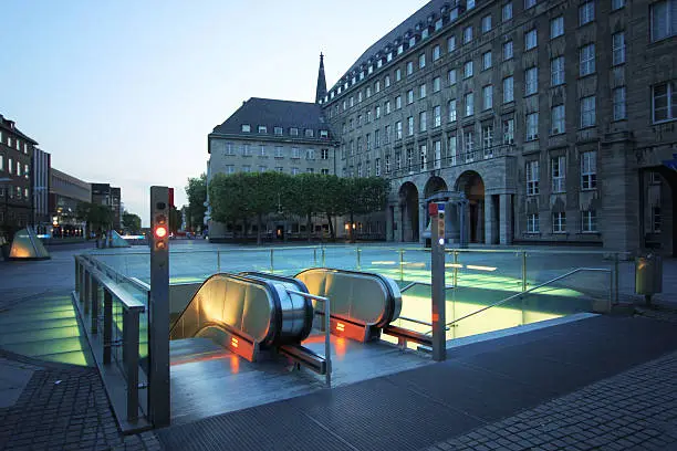 Futuristic subway in front of the City Hall in Bochum, Northern Germany. 