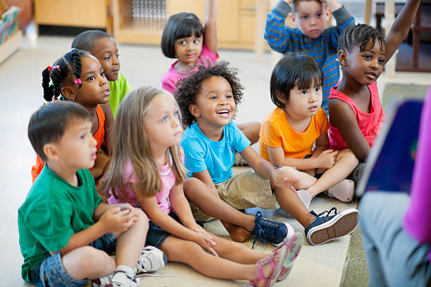 istock Young kids listening to teacher 463316169