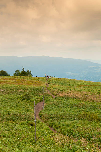 Road to the Broad Peak and Tarnica. Bieszczady Mountains stock photo