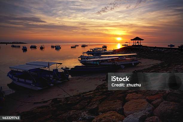 Sunrise Over Fishing Boats On Bali Stock Photo - Download Image Now - Tanjung Benoa, Asia, Bali