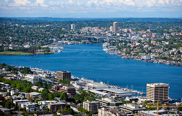 istock View of Pugent Sound from Space needle 463331923