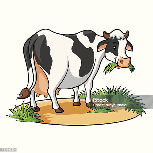 Cow Cartoon Stock Illustration - Download Image Now - Cow, Eating, Grass