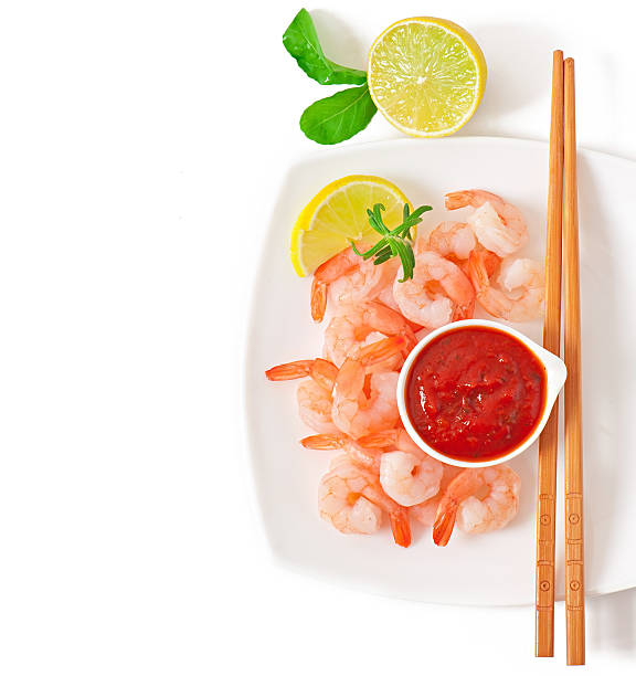 istock tail of shrimp on the white 463350341
