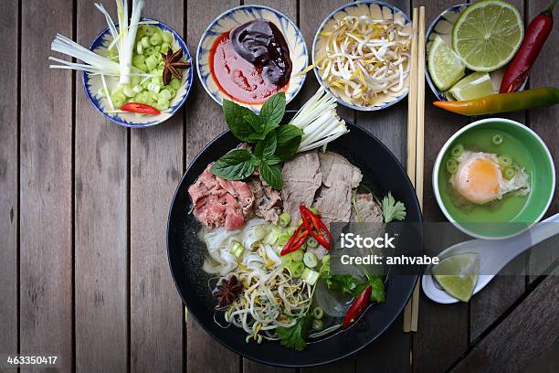 Pho Vietnamese Rice Noodles Stock Photo - Download Image Now - Appetizer, Asia, Chopsticks