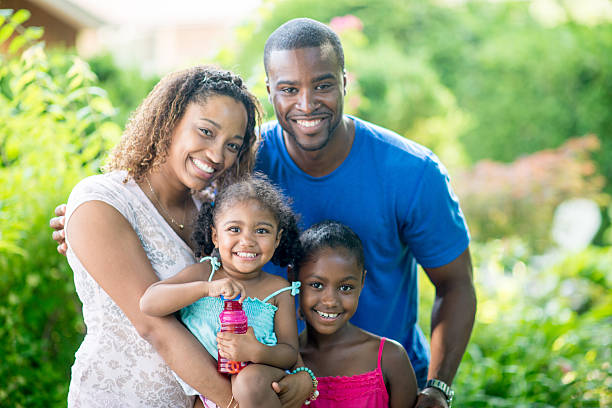 istock Family backyard portrait 463351287