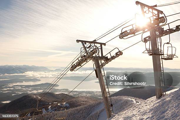 Sun Shining Brightly At The Top Of A Chairlift Stock Photo - Download Image Now - Idaho, Sandpoint, Chair