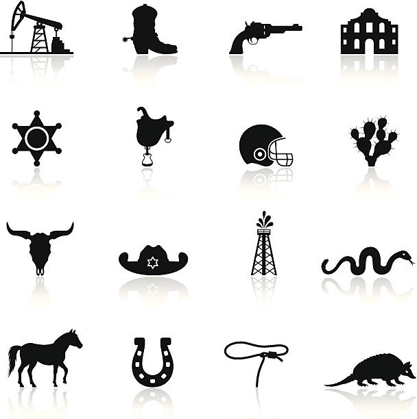 Texas Icon Set High Resolution JPG,CS5 AI and Illustrator EPS 8 included. Each element is named,grouped and layered separately. Very easy to edit. officer boots stock illustrations
