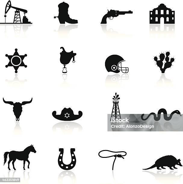 Texas Icon Set Stock Illustration - Download Image Now - Cowboy Boot, Texas, Cowboy