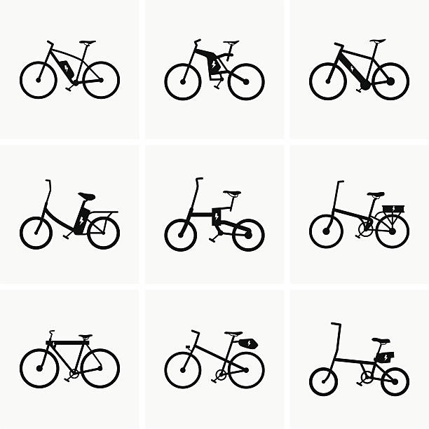illustrazioni stock, clip art, cartoni animati e icone di tendenza di biciclette elettriche - bicicletta elettrica