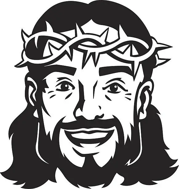 Vector illustration of happy jesus
