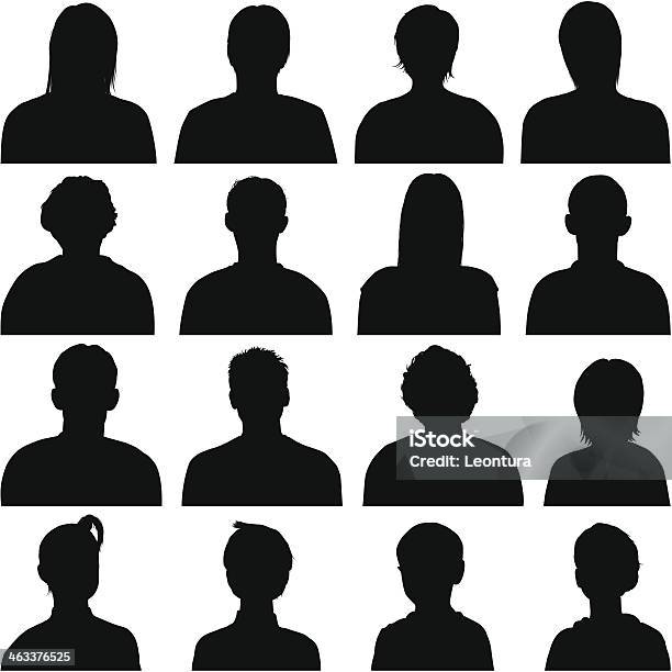 Highly Detailed Anonymous People Stock Illustration - Download Image Now - In Silhouette, Headshot, Portrait