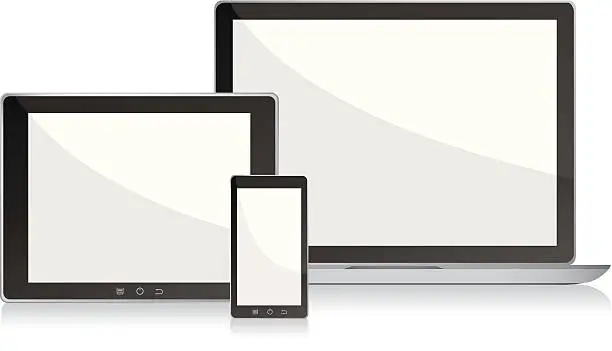 Vector illustration of Blank screens laptop, smartphone and digital tablet pc