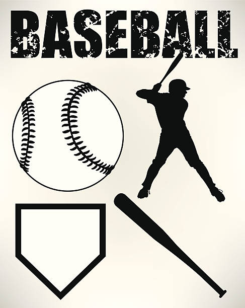 Baseball Batter and Sports Equipment Baseball Batter and Sports Equipment. Graphic Illustrations of a Baseball Diamond, Baseball, Baseball Bat, Home Plate, Batter and the word "baseball." Check out my "Baseball Summer Sport" light box for more. home plate stock illustrations