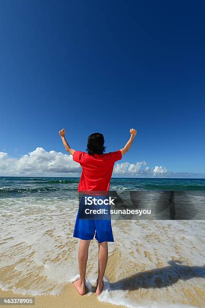 Man On The Beach Enjoy Sunlight Stock Photo - Download Image Now - Active Lifestyle, Adult, Adults Only