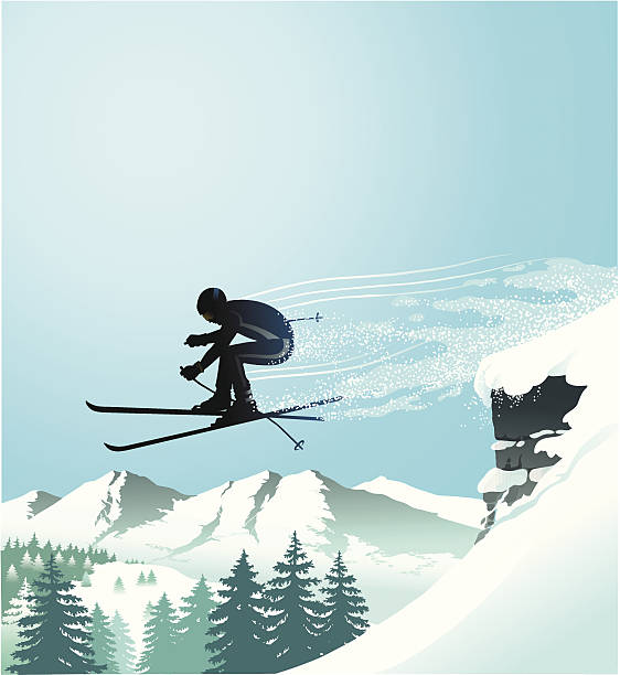 abfahrt ski - skiing ski winter sport freestyle skiing stock-grafiken, -clipart, -cartoons und -symbole