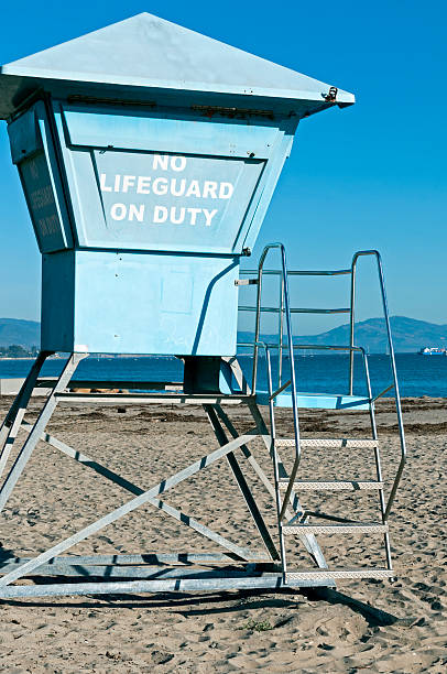 istock Lifeguard tower on beach in winter at Santa Barbara CA 463380319