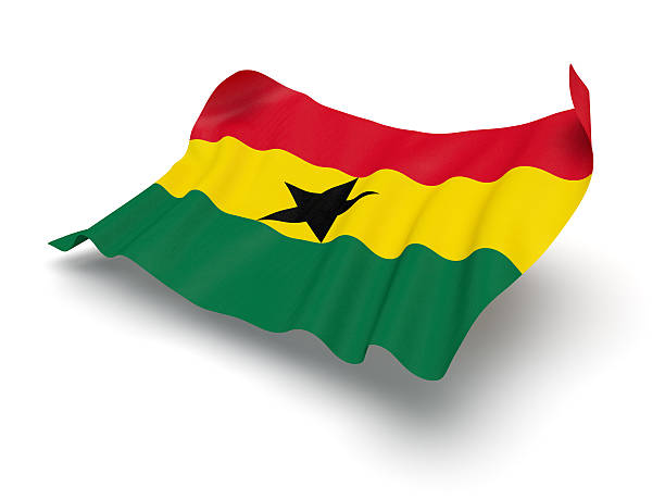 Flag of Ghana printed on a paper sheet.