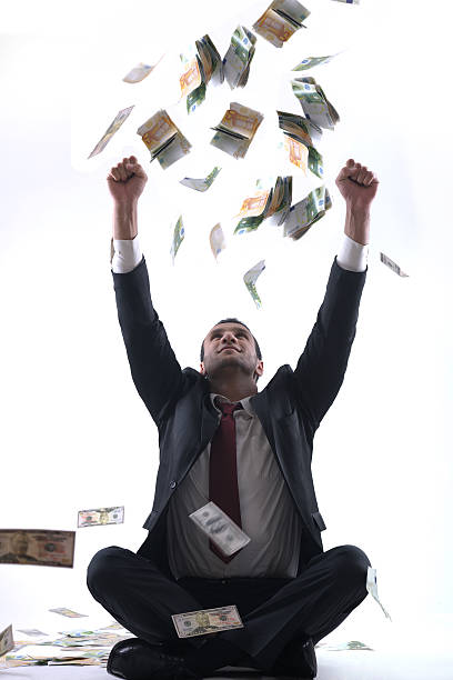 istock Business man holding money 463385817