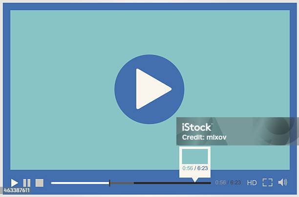 Paused Video Player For Web In Blue Stock Illustration - Download Image Now - Backgrounds, Blue, Computer