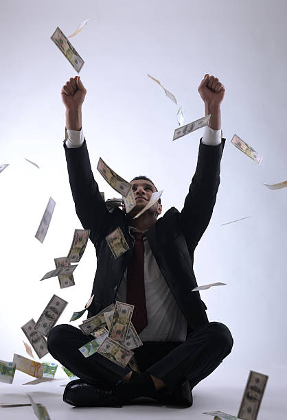 istock Business man holding money 463388163