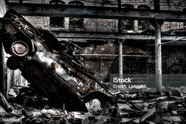 Crashed Car Stock Photo - Download Image Now - Abandoned Place, Car, Car Accident