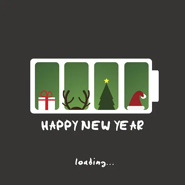 Vector illustration of happy new year, christmas funny card