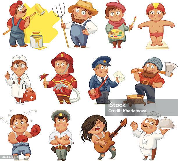 Icon Set Of A Wide Variety Of Professions Stock Illustration - Download Image Now - Swimming, Adult, Axe
