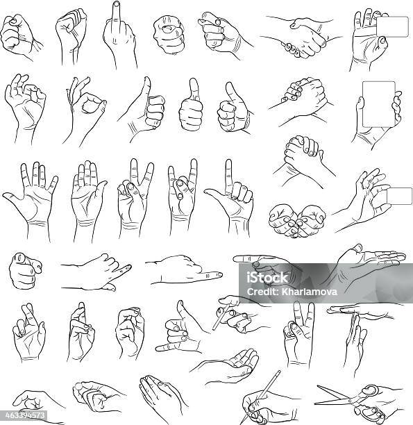 Hands In Different Interpretations Stock Illustration - Download Image Now - Collection, Composite Image, Fist