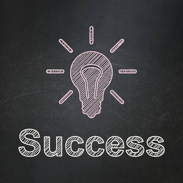 istock Finance concept: Light Bulb and Success on chalkboard background 463398091