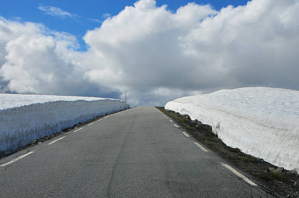 Snow road stock photo