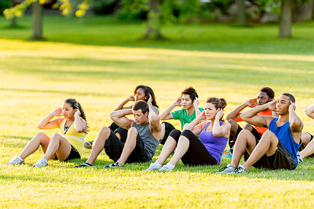 istock Fitness people doing exercise outdoor 463399513