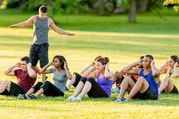 istock Fitness people doing exercise outdoor 463399515