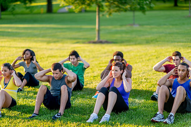 istock Fitness people doing exercise outdoor 463399543
