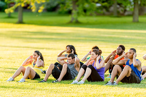 istock Fitness people doing exercise outdoor 463399551