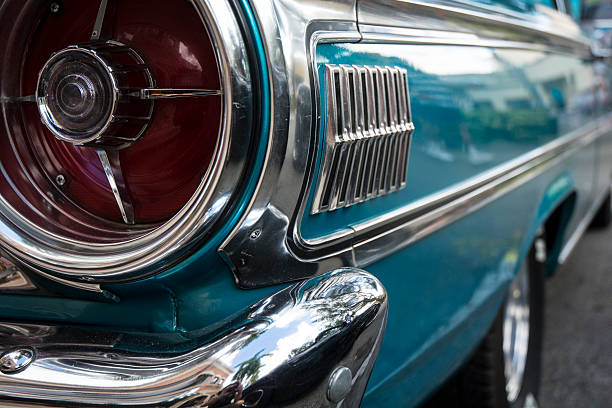 istock Blue Classic Car Chrome And Taillight Macro 463400669