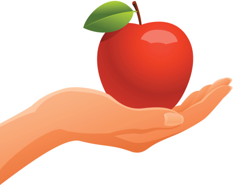 Conceptual illustration representing a hand holding an apple.