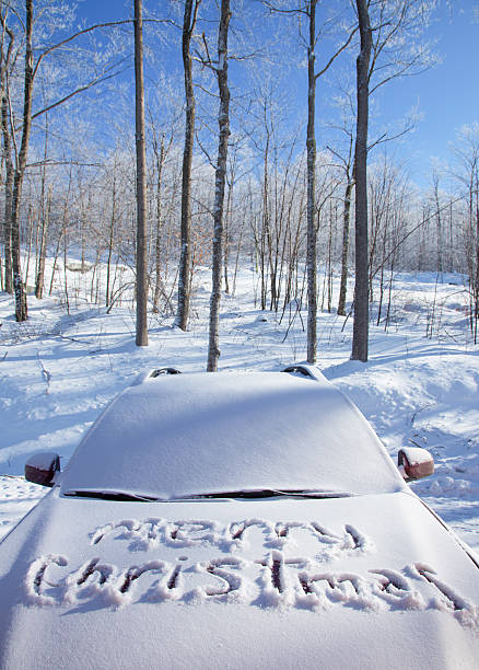 Issyk-Kul, Kyrgyzstan - December 13, 2024: A gray MG RX8 SUV drives on a snow-covered road under tall coniferous and deciduous trees, featuring a strong sun flare and long shadows