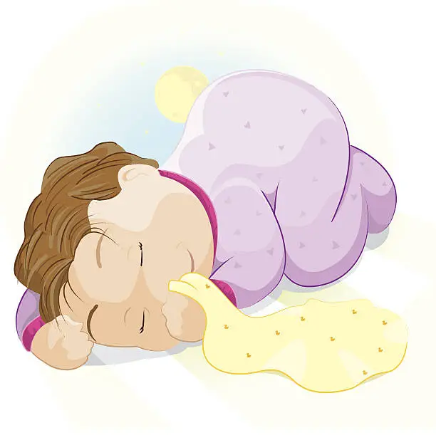 Vector illustration of Sleeping Baby Girl