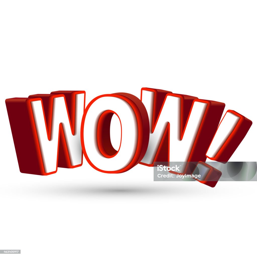 Wort Wow in roten 3D Buchstaben - Lizenzfrei Abstrakt Vektorgrafik