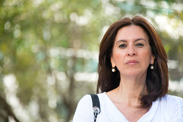 istock Serios mature hispanic woman 463407101