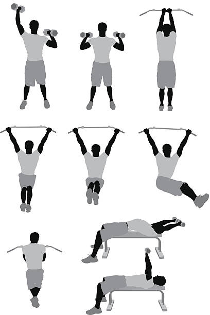 человек тренировки - sport exercising silhouette chin ups stock illustrations